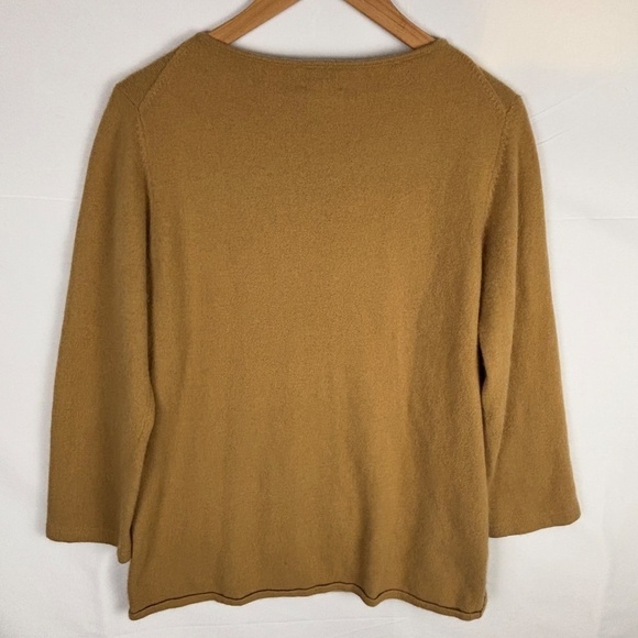 The Look Women Pullover Sweater Neutral Angora Merino Cashmere Quiet Luxury Tan - Picture 4 of 9